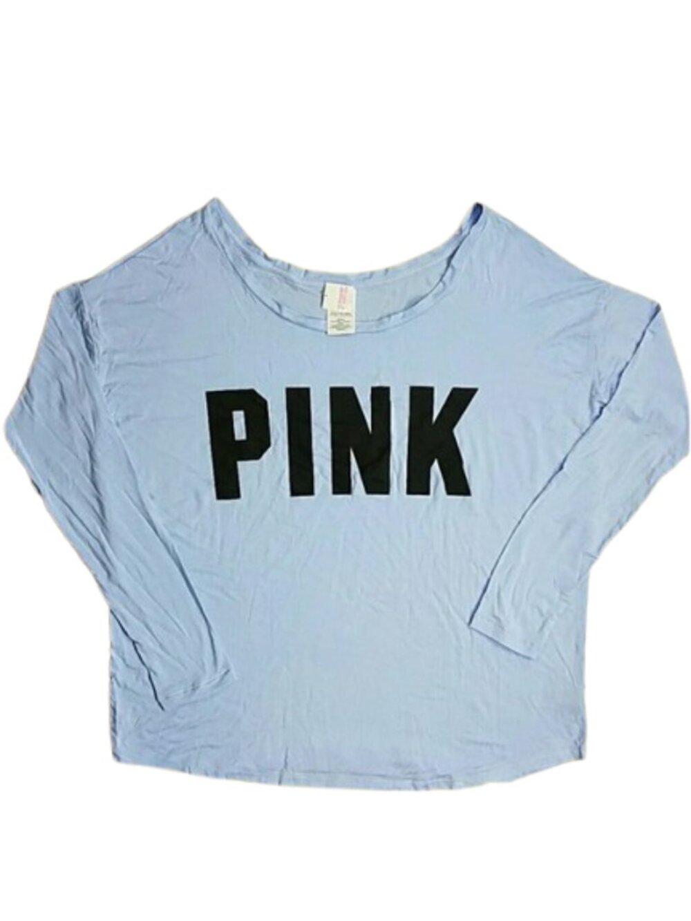 PINK Victoria's Secret Light Blue Modal Long Sleeve Tee Shirt NWT - Picture 2 of 5